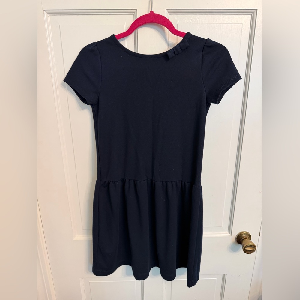 Jacadi Navy Short-Sleeve Bow Waist Dress